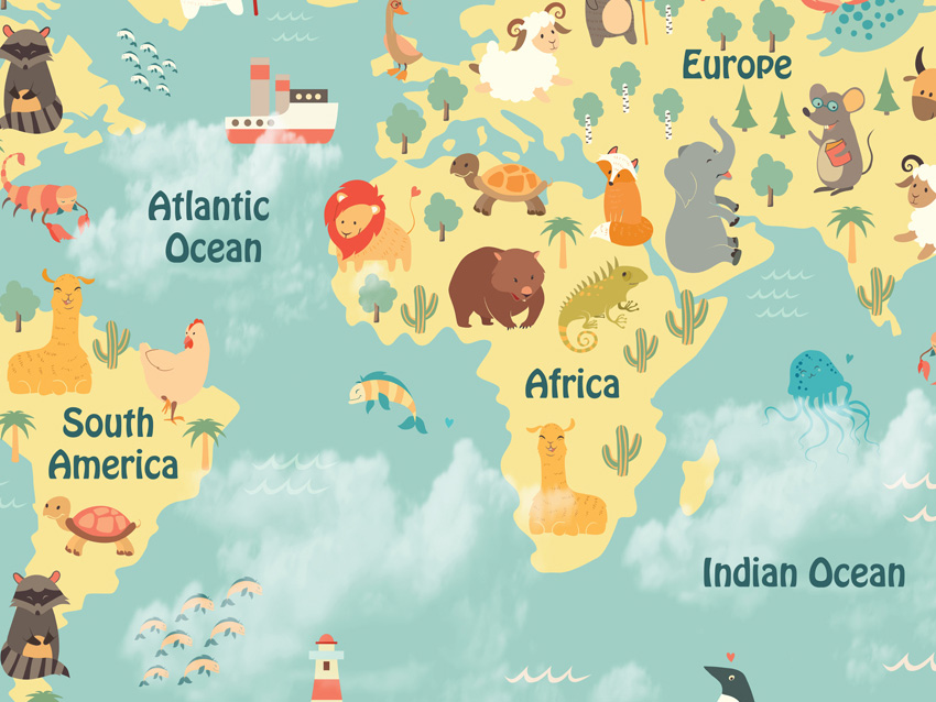 dettaglio carta da parati mondo bambini