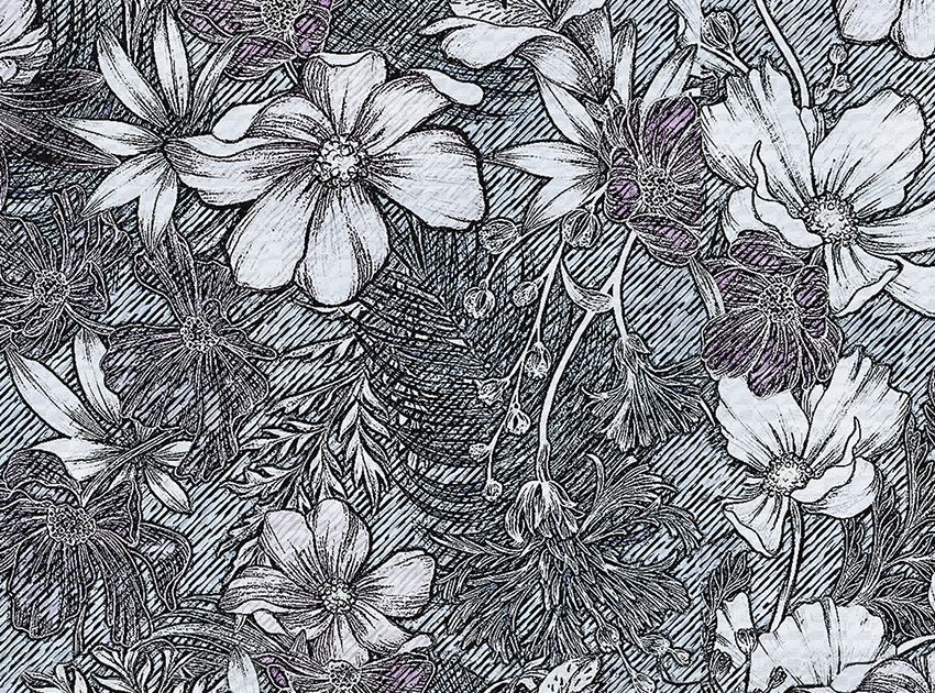 dettaglio carta da parati fiori cesellati