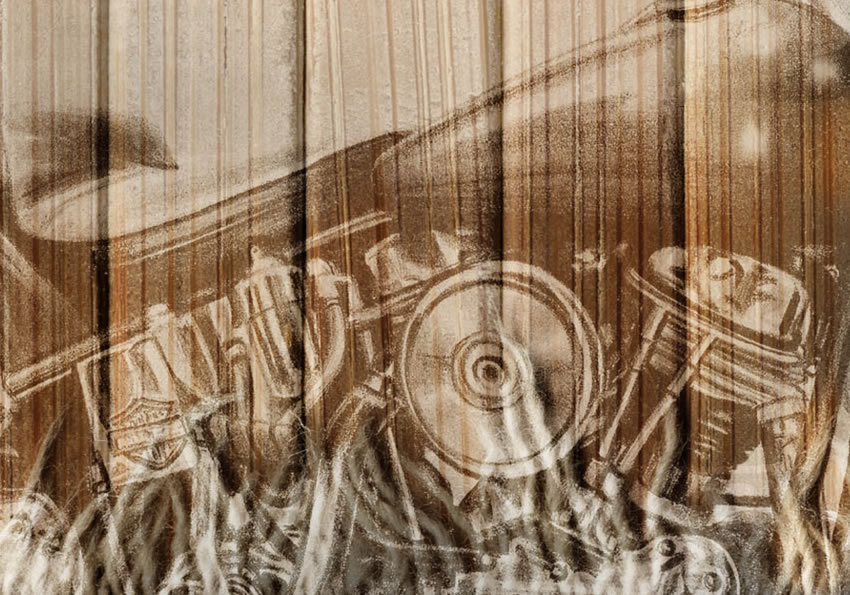 dettaglio carta da parati moto 66