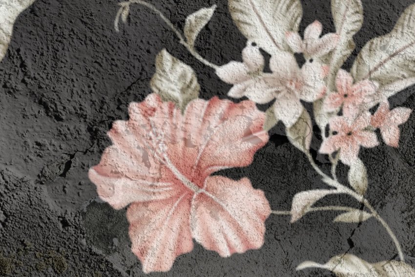 dettaglio carta da parati fiori su cenere