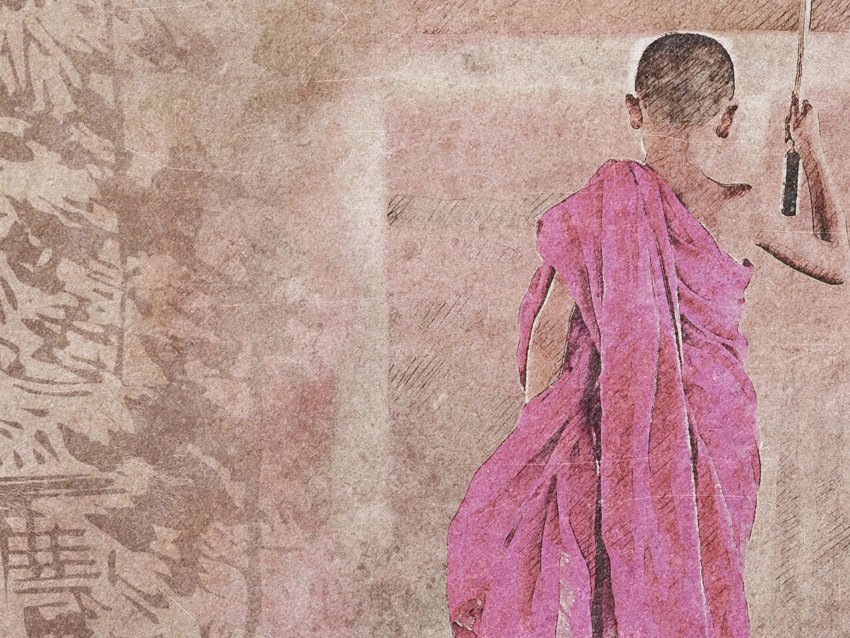 dettaglio carta da parati monaco bambino