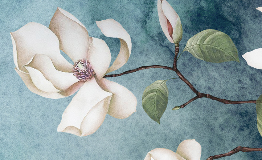 dettaglio carta da parati fiori petrolio