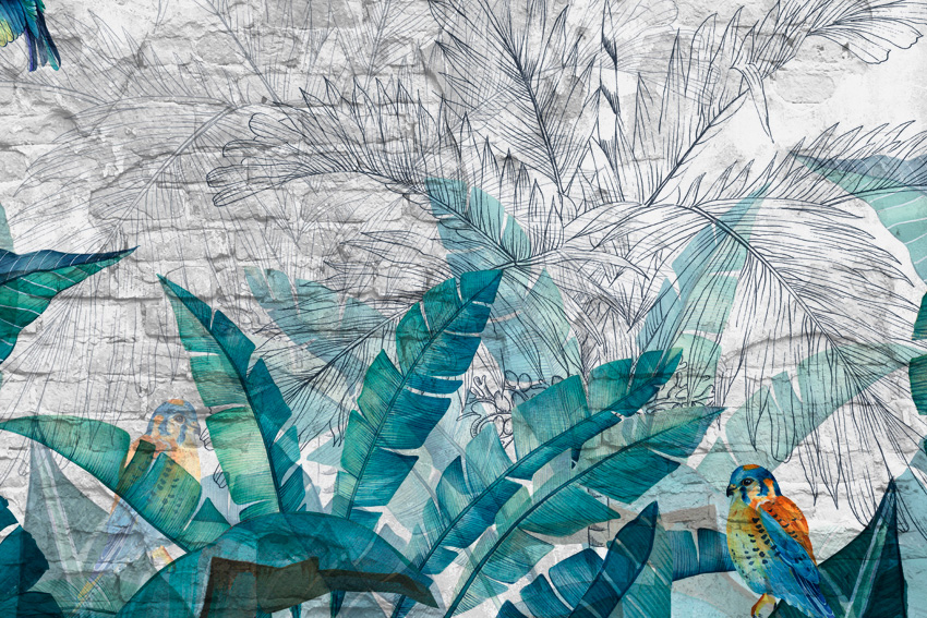 dettaglio carta da parati natura su muro