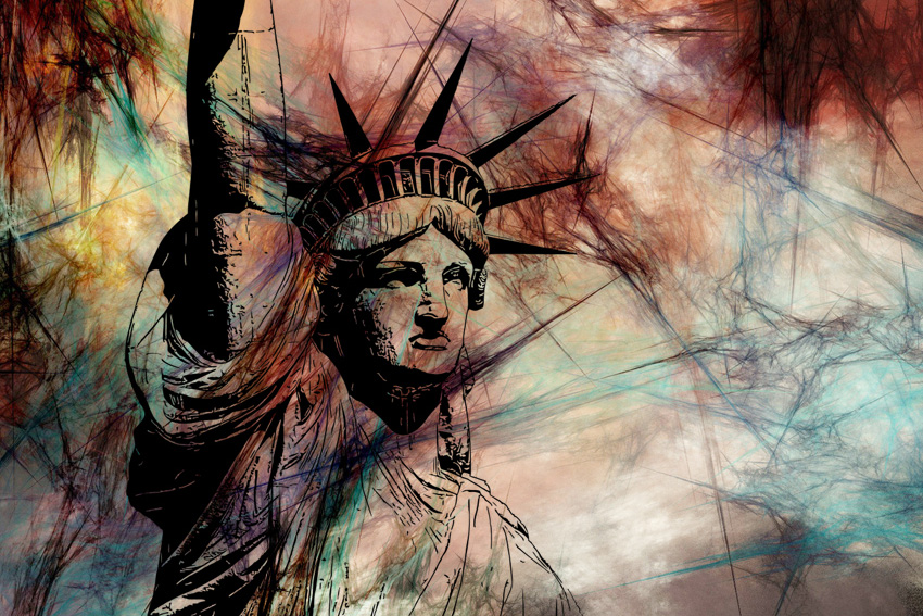 dettaglio carta da parati statua nella nebbia