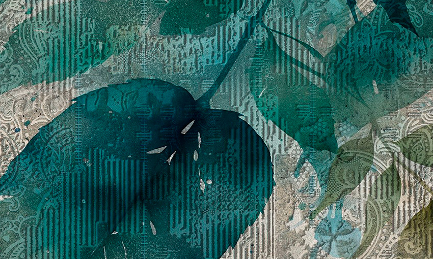 dettaglio carta da parati foglie tessili