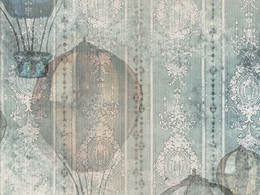 dettaglio carta da parati mongolfiere vintage