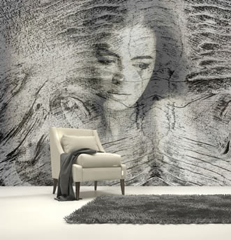 Carta da parati effetto legno volto su quercia