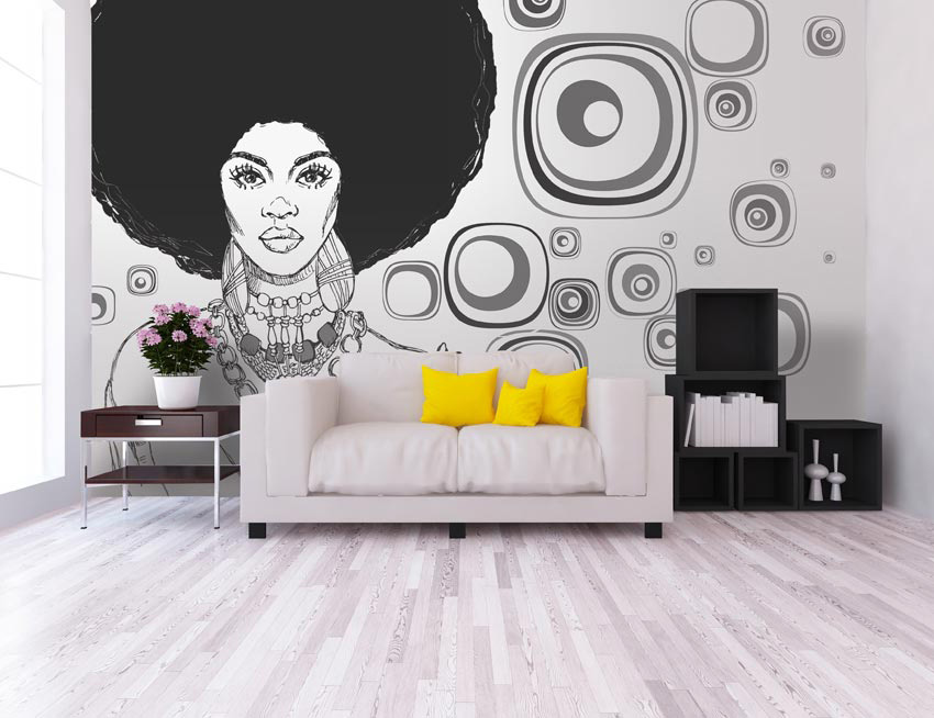 Parati in tessuto non tessuto incollati in un salotto