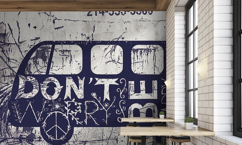 Carta da parati incollata nel muro di un locale