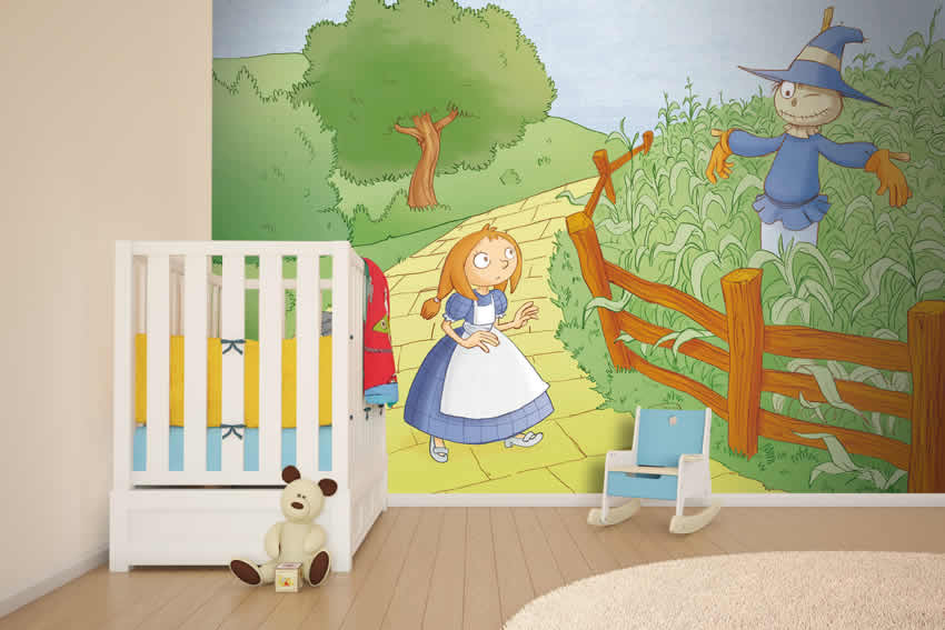 Immagine della carta da parati incollata in una cameretta per bambini