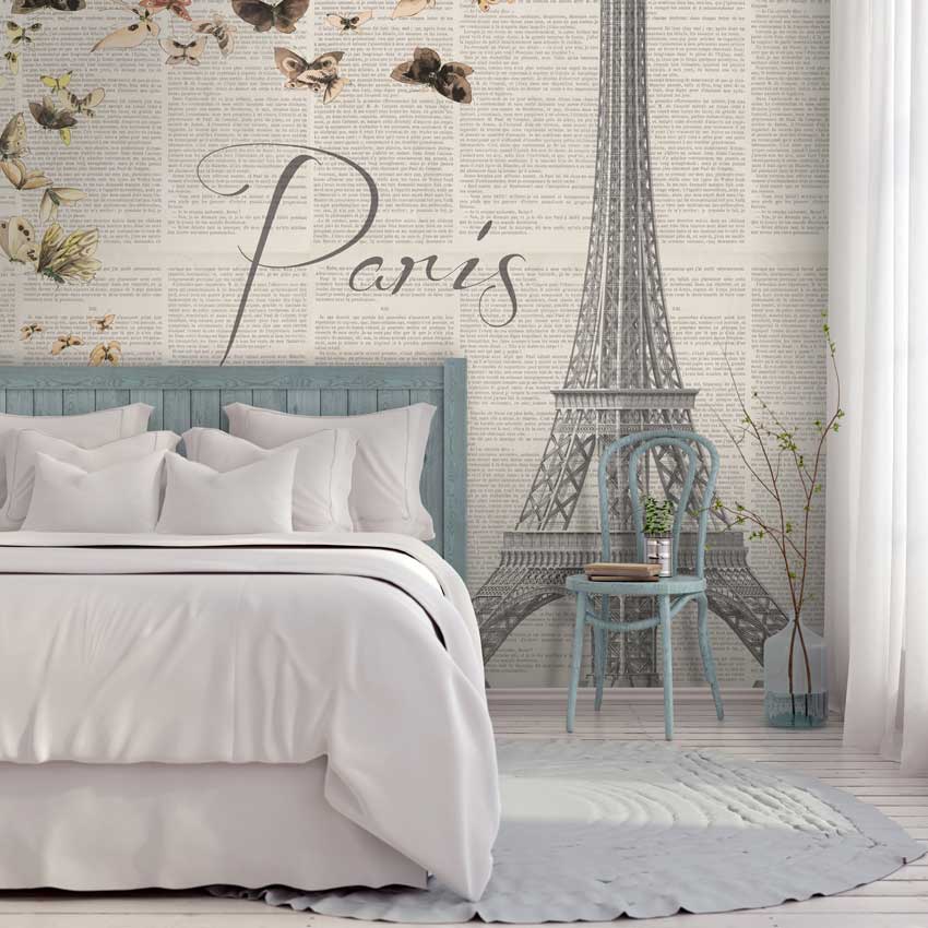 Carta da parati Camera da letto - Sognando Parigi ambiente Immagine della carta in una camera da letto