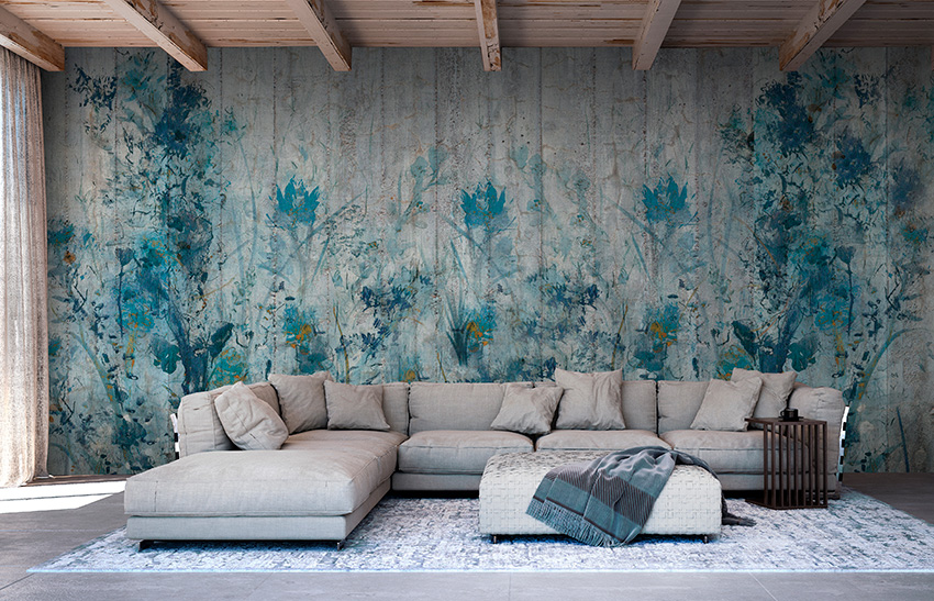 parati acquerello su cemento 