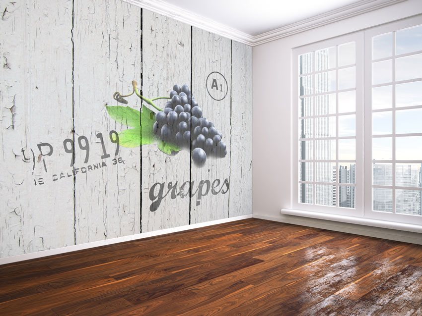 Assi Di Legno E Uva Carta Da Parati Effetto Legno