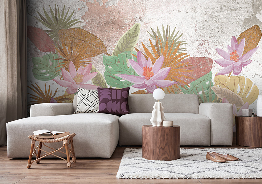 parati ninfee disegnate