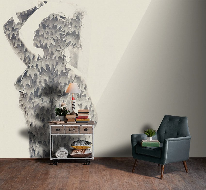 carta da parati donna natura con ambiente