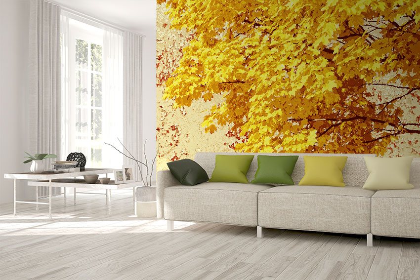 Carta da parati Nature - Foglie d’autunno ambiente Carta da parati con albero e foglie d’autunno