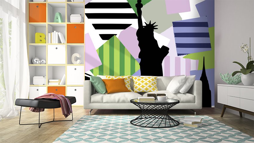 Carta da parati Big Apple incollata a parete