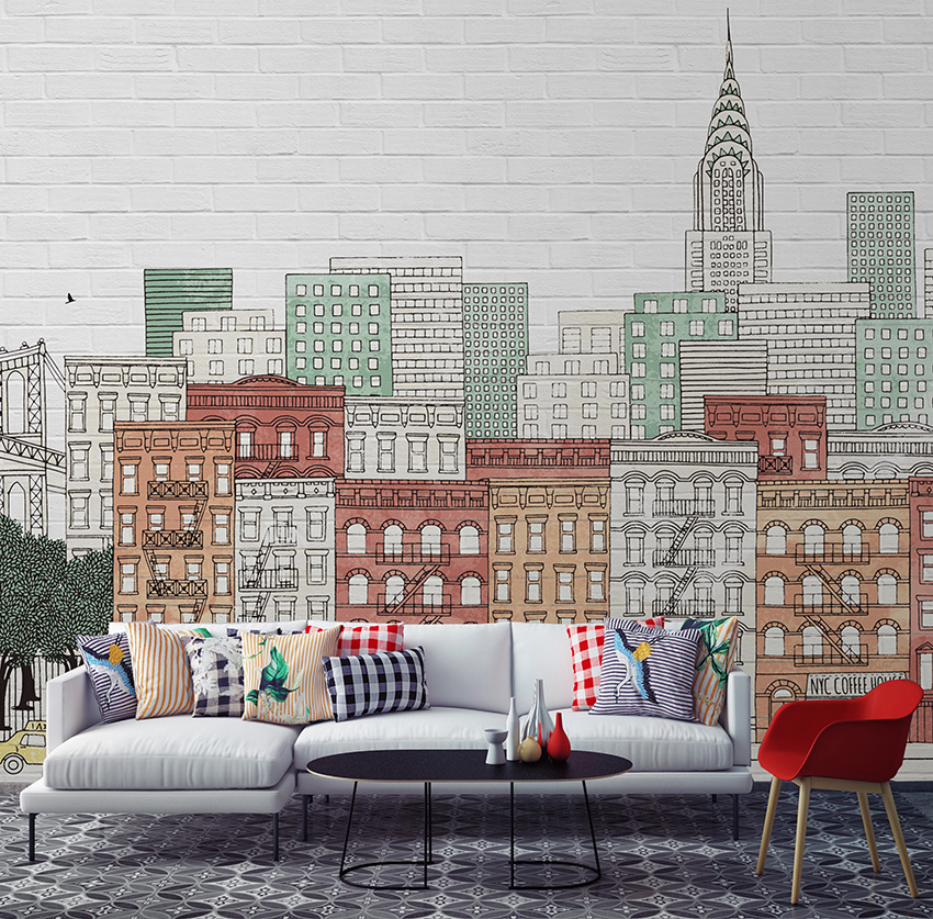 parati muro new york