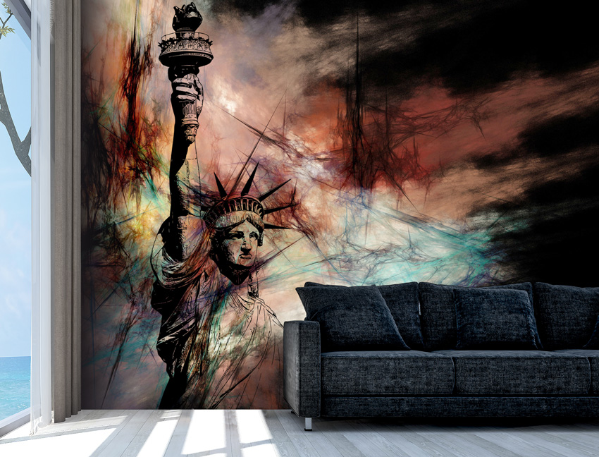 parati statua nella nebbia