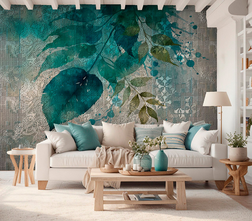 parati foglie tessili