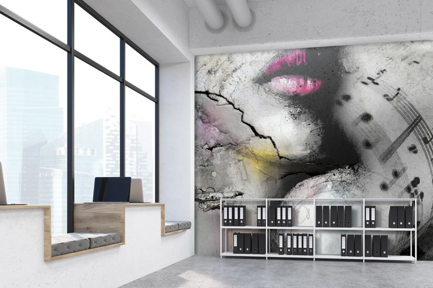 Carta da parati a rotoli incollata a parete