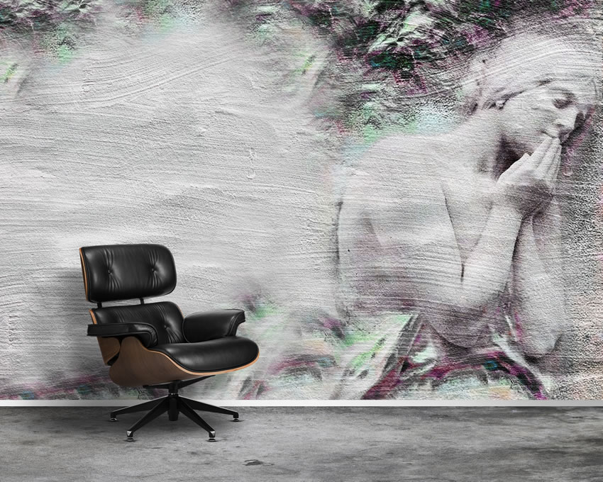 carta da parati incollata a parete in ufficio