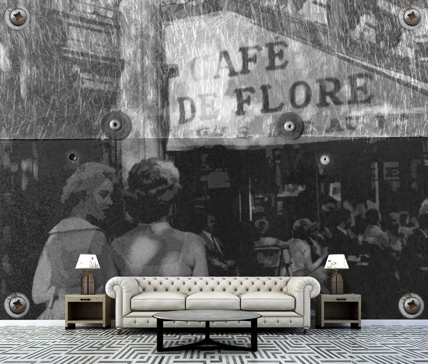 Carta incollata nella parete di una sala