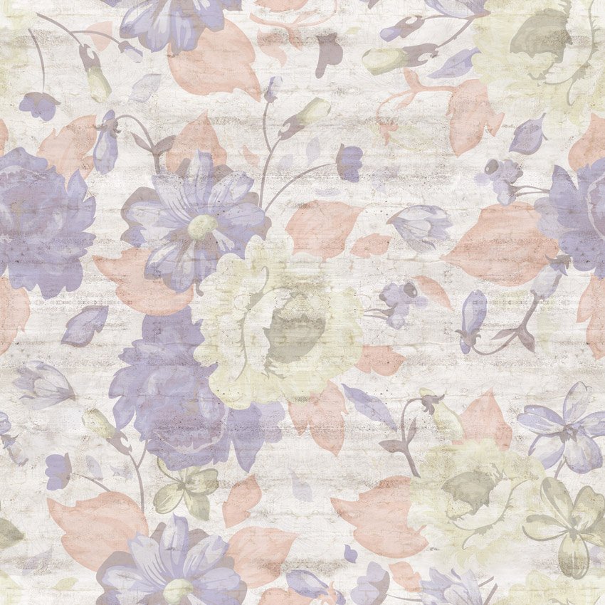 Parete Camera da letto - Rose e cemento colore 5 carta da parati rose e cemento viola e verde