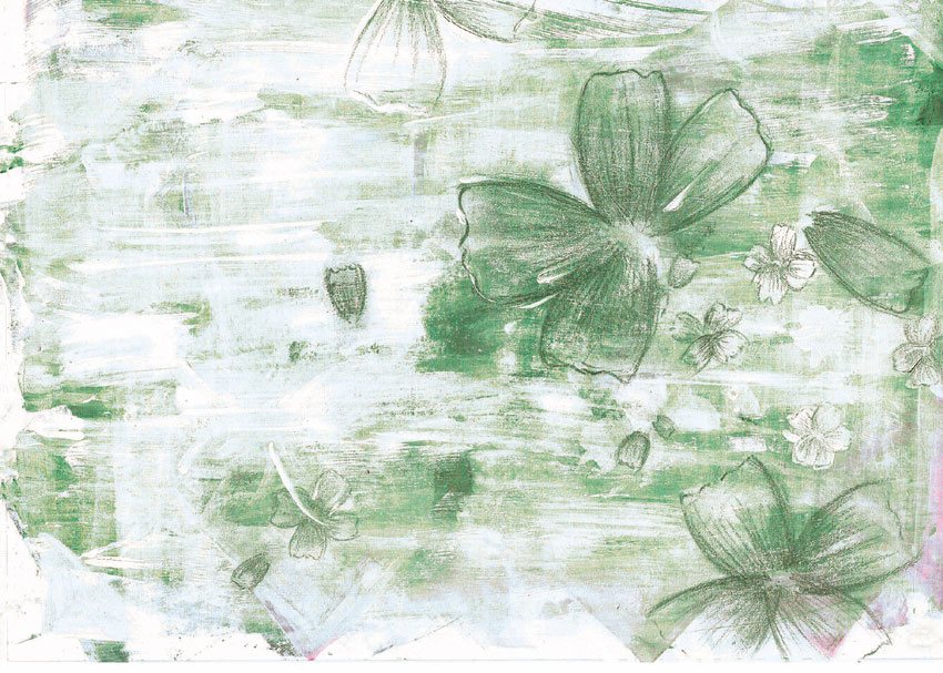 Wallpaper Nature - Fiori stilizzati colore 4 carta da parati tonalità verde