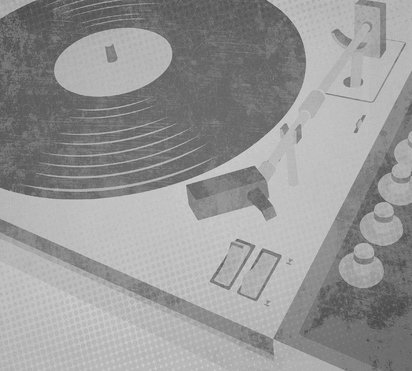 Pareti Vintage - Giradischi colore 2 Seconda tipologia di colore in bianco e nero