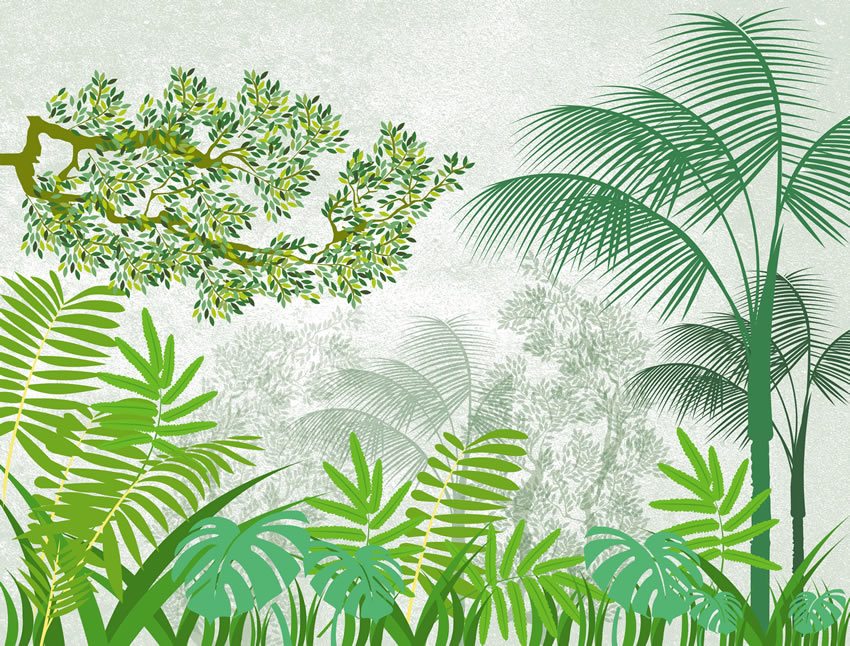 carta da parati giungla bianca