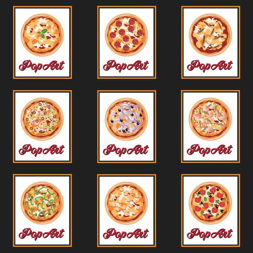 carta da parati pizza seconda variante di colore nera