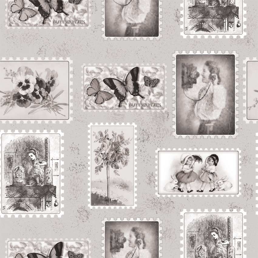 Pareti Shabby chic - Francobolli shabby colore 2 Dettaglio della carta da parati, seconda variante di colore