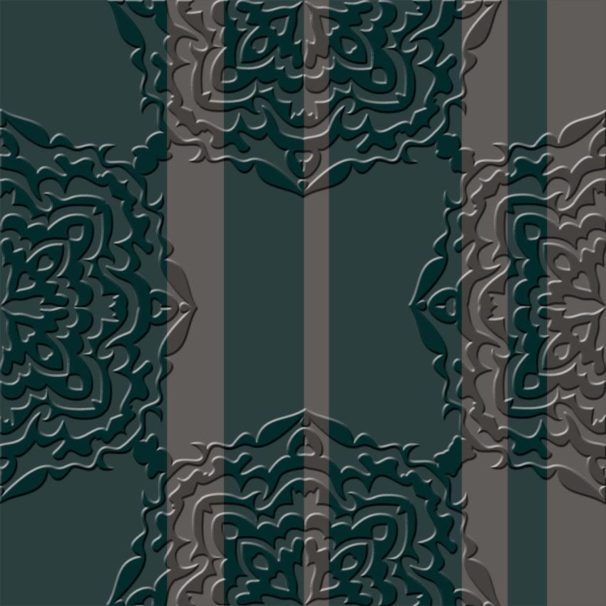 Parato A righe - Righe classica 3d colore 1 Immagine con prima proposta di colore, verde scuro e grigio