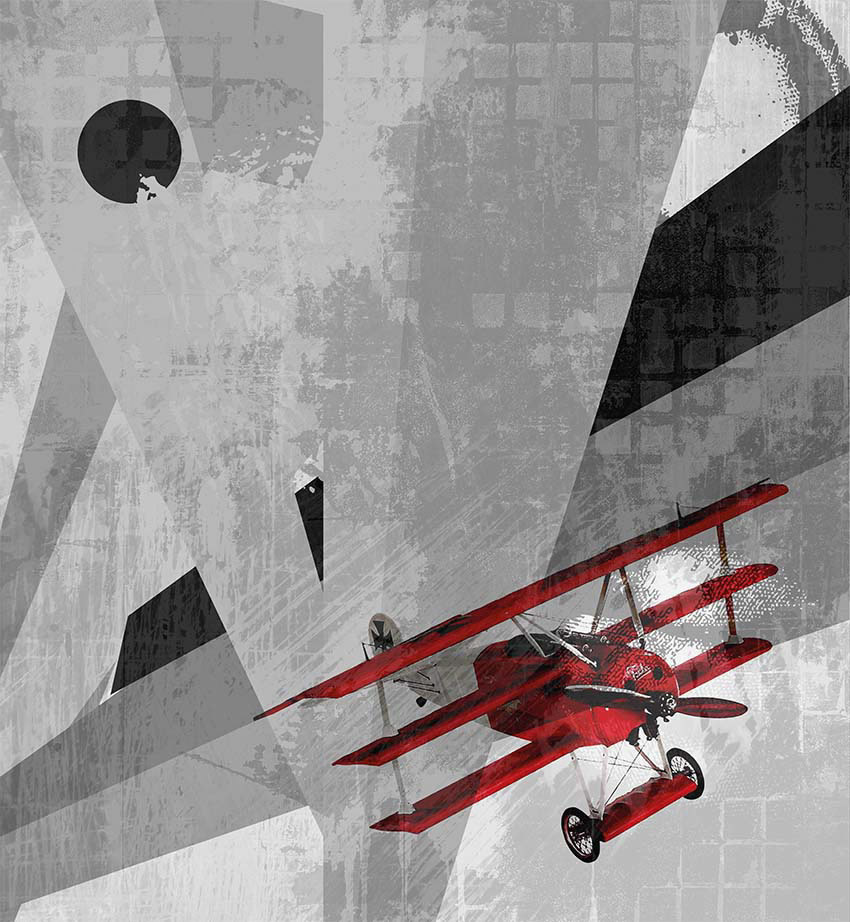 Parato Anni 70 - Modellismo colore 1 Disegno con soggetto aereo. Primo colore