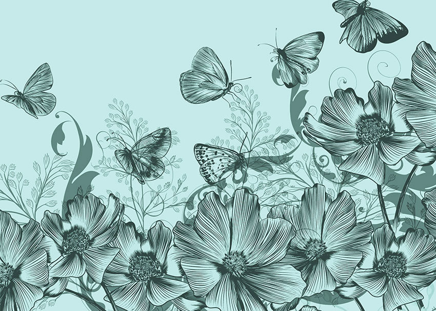 volo sui fiori carta da parati