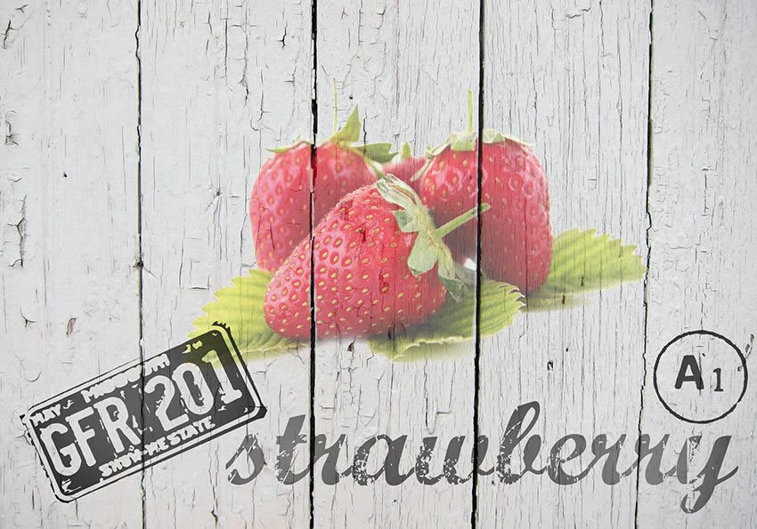 Parato Nature - Assi di legno e fragole colore 1 Grafica carta da parati