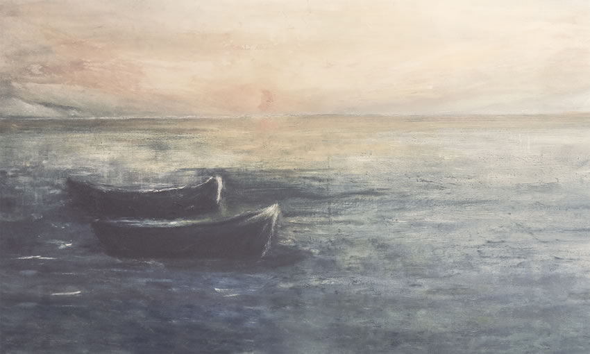 barche nel mare carta da parati