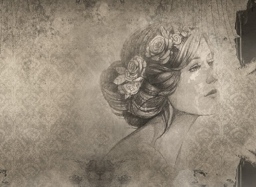 volto disegnato carta da parati