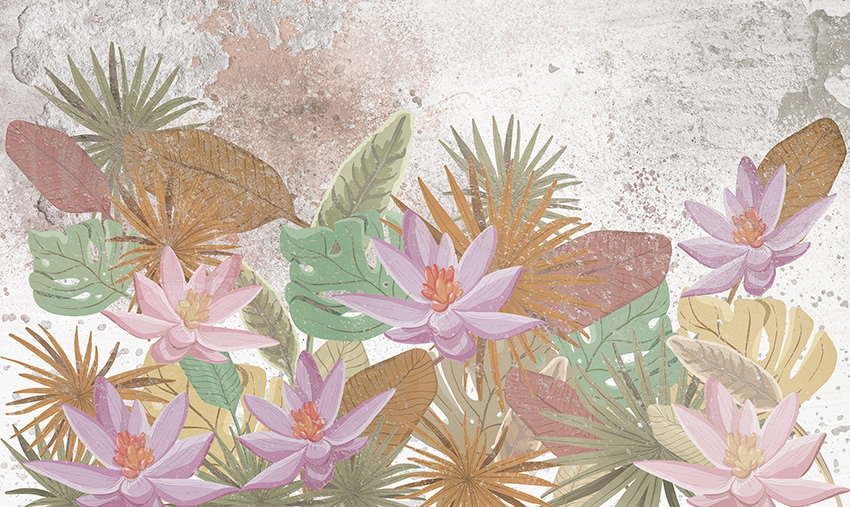 ninfee disegnate carta da parati