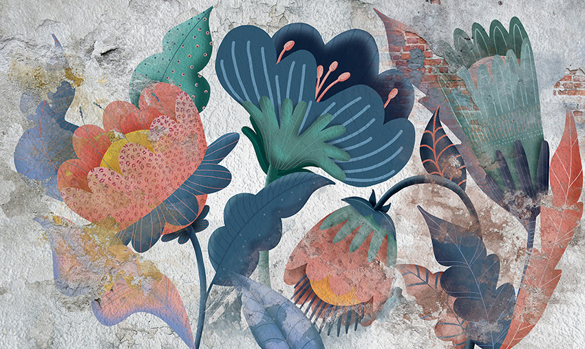 fiori magici carta da parati