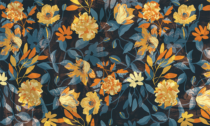 papaveri oro carta da parati