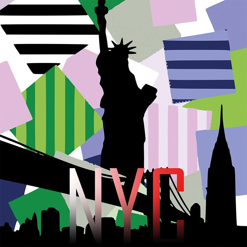 Grafica della carta da parati con le silhouette della grande mela