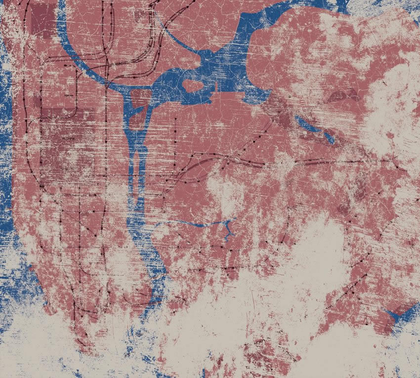 Parato Effetto cemento - Cartina metropolitana colore 1 Prima variante di colore per la città che non dorme mai