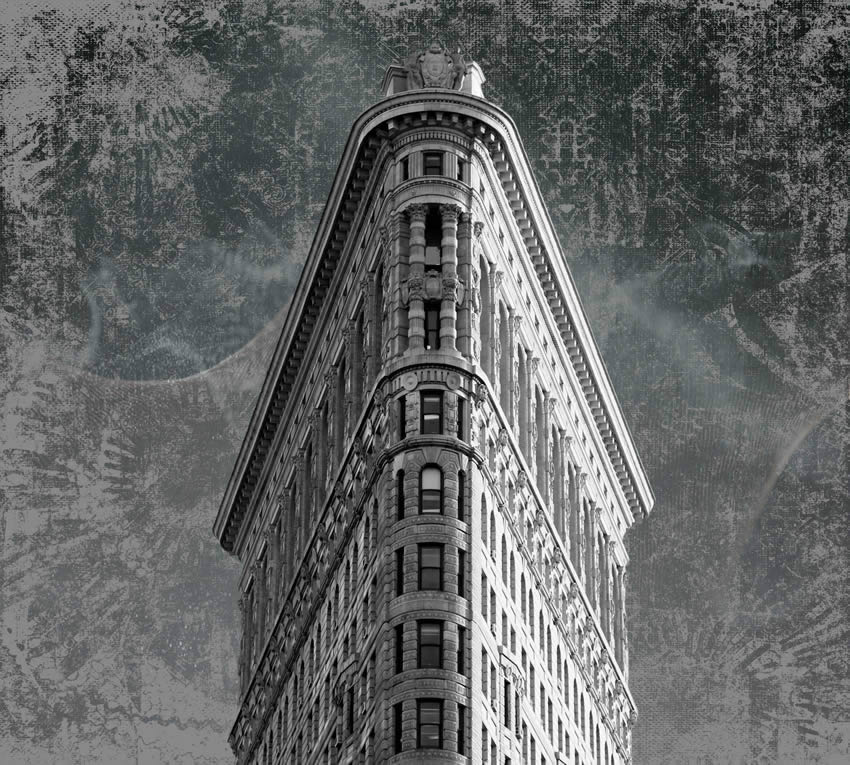 Parato Moderna - Flatiron Building colore 1 Prima tipologia di colore per la carta da parati che raffigura l’edificio progettato dall’architetto John Wellborn Root