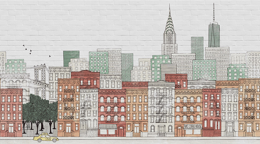 muro new york carta da parati