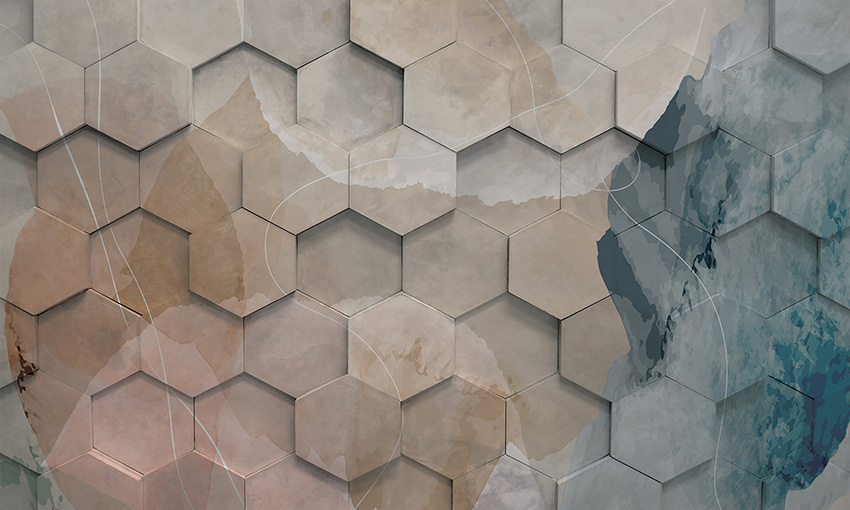 esagoni color carta da parati pavimento