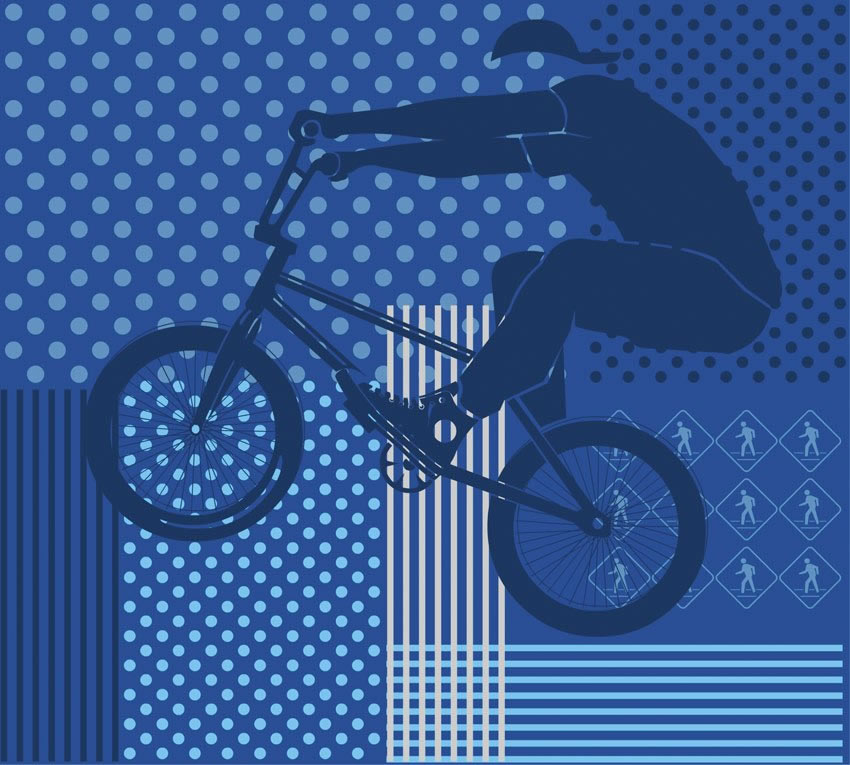 Parato Pop Art - Bmx colore 1 Prima variante di colore della carta da parati