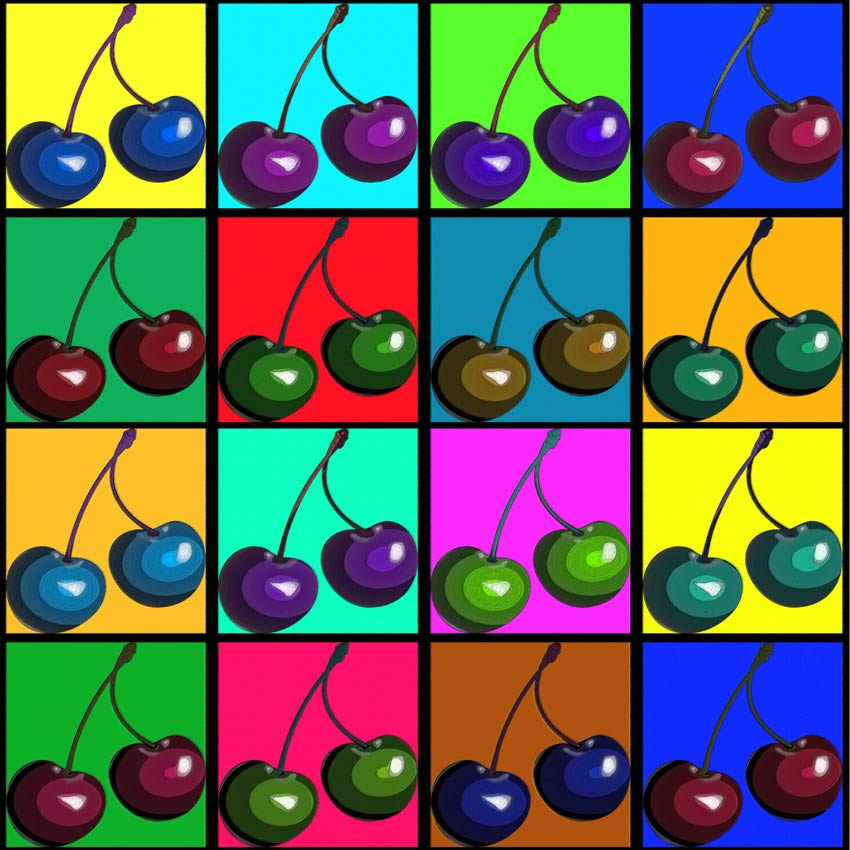 Prima variante di colore delle ciliegie pop art